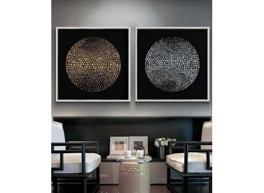 Silver Frame 60*60 Cm 3D Effect Crytsall Porsalein Painting Black